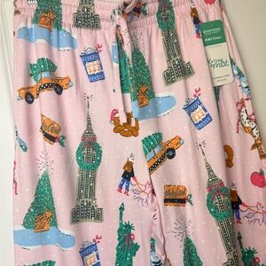 Krissy Mast Soft Lounge Pants NYC Taxi Statue of Liberty Pretzel Hot Cocoa